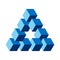 Reutersvard optical illusion, impossible object made of blue cubes