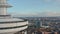 Reveal of Hamburg city skyline behind Heinrich Hertz TV tower rising above Hamburg urban cityscape