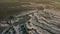 Revealing aerial shot of an arroyo and badlands in Pawnee National Grassland