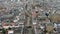 Revealing aerial shot of the Utrecht city center with Dom church tower