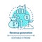 Revenue generation blue concept icon. Income increase idea thin line illustration. Business development. Sprout with