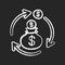 Revenue synergy chalk white icon on black background