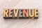 Revenue word abstract in wood type