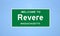 Revere, Massachusetts city limit sign. Town sign from the USA.