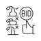 Reverse auction, one buyer. Line icon for web design