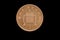 Reverse of the Great Britain one penny coin of 1996 isolated on a black background