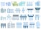 Reverse osmosis system icons set cartoon vector. Aqua filter