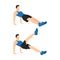 Reverse plank kicks exercise. Flat vector illustration isolated