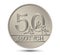 Reverse Polish money fifty zloty silver coin.