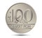 Reverse Polish money one hundred zloty silver coin.