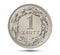 Reverse Polish money one zloty silver coin.