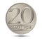 Reverse Polish money twenty zloty silver coin.