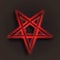 Reversed Pentagram symbol. Wiccan symbols- Cross of Sulfur. Blood red runic spell circle. Satanic sign, Magic casting ring.