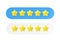 Review 3d render icon - five gold star customer best quality review, vote experience service cartoon illustration