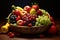 A review that captures the allure of a delectable fruit basket from above