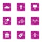 Review icons set, grunge style