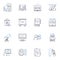 Revision-editing line icons collection. Proofreading, Rewriting, Correction, Polishing, Revising, Copyediting