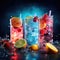 Revitalize: Dynamic Hydration Mixing in Neon Backlight, Vibrant Blur,