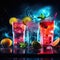 Revitalize: Dynamic Hydration Mixing in Neon Backlight, Vibrant Blur,