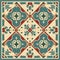 Revived Historic Art Forms: Inlaid Decorative Tile Pattern In Teal And Red