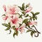 Revived Historic Art Rhododendron Branch Vector Illustration