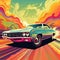 Reviving the Nostalgic Vibe of a Classic Muscle Car, Retro Chic Revived by Generative AI