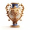 Reviving Ornate Baroque Art: An Authentic Gold Vase In Blue And Beige