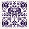 Reviving Traditional Mexican Motifs: A Minimalist Illustration In Purple And White