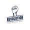 Revolution illustration for poster design. Clenched fist hand vector silhouette