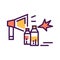 Revolution line color icon. Civil unrest, vandalism.