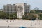 Revolution square in the center of Havana with featuring an iron mural of Che Guevara`s face on Ministry of Interior