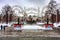 The Revolution Square surrounded by Christmas decorations, in the center the Vitali fountain.