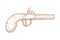 Revolutionary War flintlock pistol Vector illustration - Hand drawn - Out line