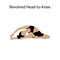 Revolved Head-to-Knee Pose yoga workout. Healthy lifestyle vector illustration