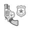 Revolver and detective badge vector illustration