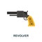 Revolver flat icon. Color simple element from wild west collection. Creative Revolver icon for web design, templates