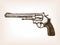 Revolver pistol sketch style vector illustration