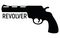 Revolver silhouette pistol icon, self defense weapon, concept simple black vector illustration, isolated on white. Shooting