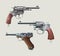 Revolvers and automatic pistol