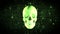 Revolving green skull on moving background