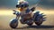 Revving up Fun: Cool Chicken in a souped-up Toy Motorcycle