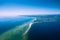 Rewa, Poland. Aerial view of Isthmus Rewski in summer at the Baltic Sea in Rewa, Pomeranian voivodship, Poland