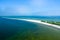 Rewa, Poland. Aerial view of Isthmus Rewski in summer at the Baltic Sea in Rewa, Pomeranian voivodship, Poland