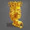 Reward cartoon golden lion with crown.