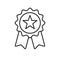 Reward grade, award ribbon star vector icon. Best choice winner medal award