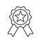 Reward grade vector icon. Star ribbon award badge, winner medal, best