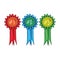 Reward icon. Vector illustration of incentive prize with ribbons for first, second and third place. Hand drawn reward for 1, 2 and