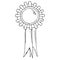 Reward icon. Vector illustration of incentive prize with ribbons. Hand drawn reward. Trophy