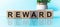 REWARD word made with building blocks, blue background