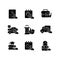 Rewarding employee for hard work black glyph icons set on white space